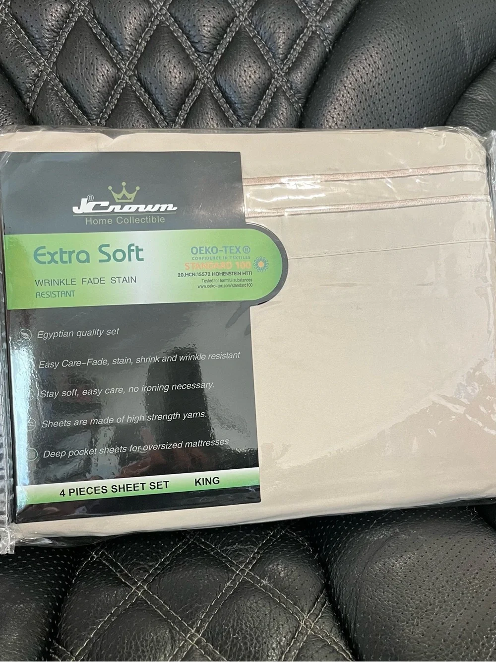 Crown Extra Soft King Sheet Set - Cream with Subtle Trim